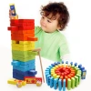 Yiwu Quality Children's Wooden Educational Toys: 60 Pieces of colorful stacked tall wooden building blocks, Numbers, Letters, Character Relationship Recognition -1001/2670 Specification image
